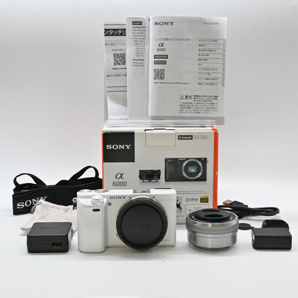 【美品】SONY ミラーレス一眼 α6000 パワーズームレンズキット E PZ 16-50mm F3.5-5.6 OSS ホワイト ILCE-6000L W
